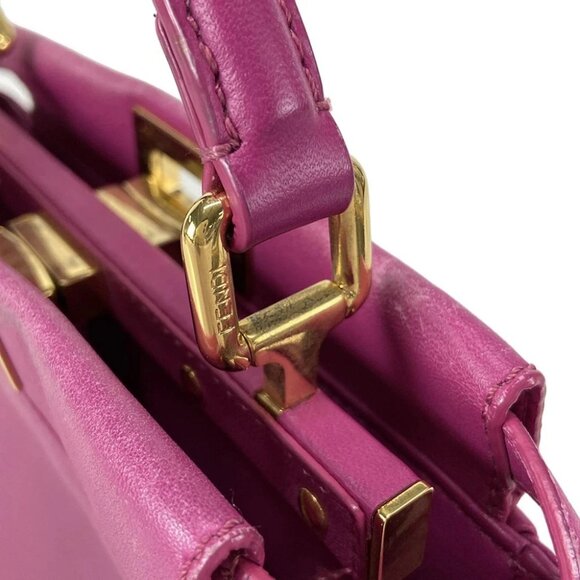 FENDI Peekaboo Iconic Small Pink Leather - Handbag - Picture 10 of 16